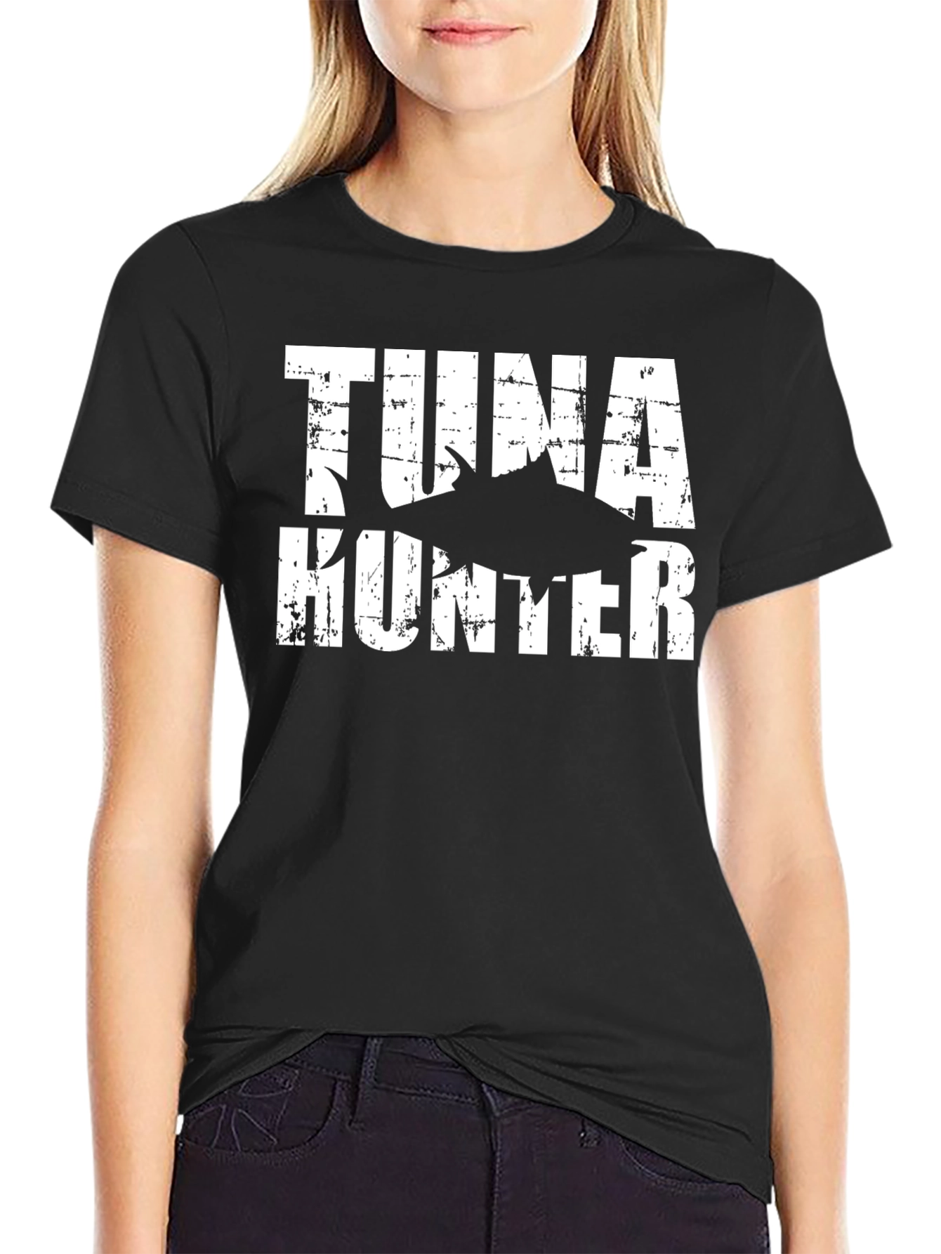 Tuna Hunter Graphic Tee - Black Cotton T-Shirt