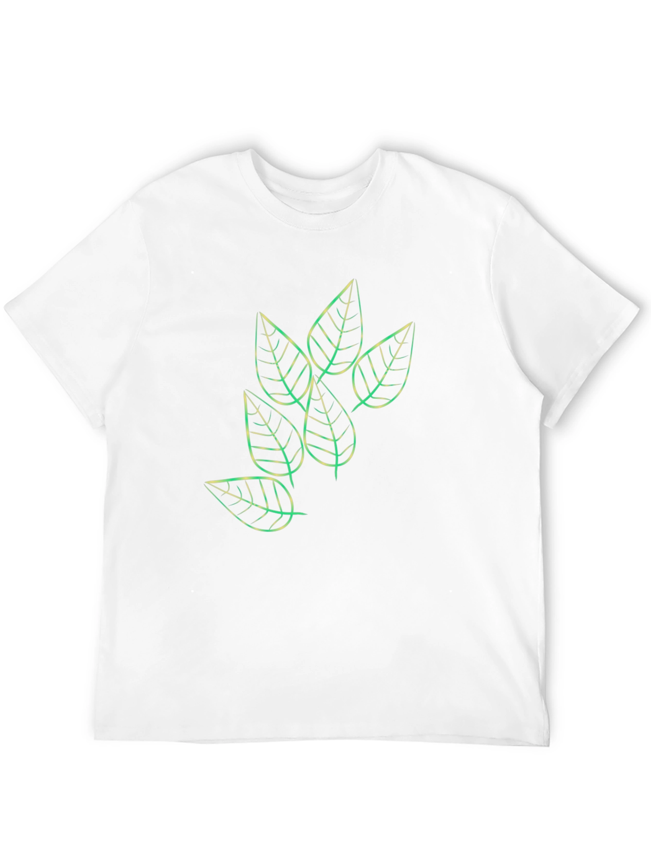 Leaf Print Black Casual T-Shirt