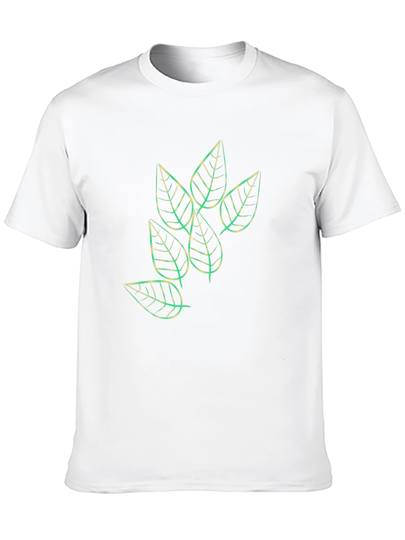 Leaf Print Black Casual T-Shirt