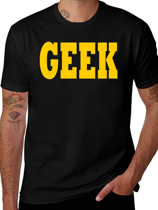 Geek T-Shirt - Bold Yellow Lettering on Black Cotton Tee