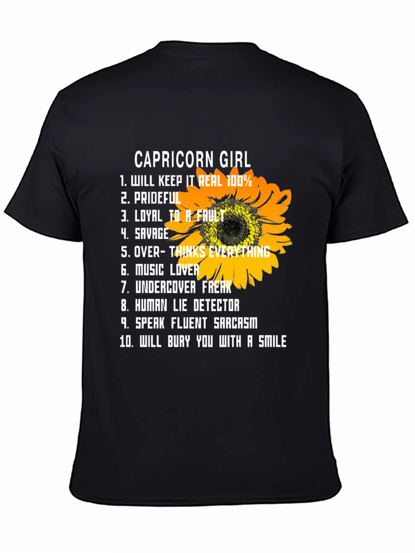 Capricorn Girl T-Shirt Sunflower Graphic Tee