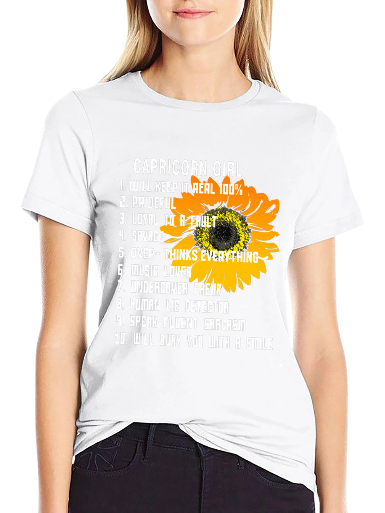 Capricorn Girl T-Shirt Sunflower Graphic Tee