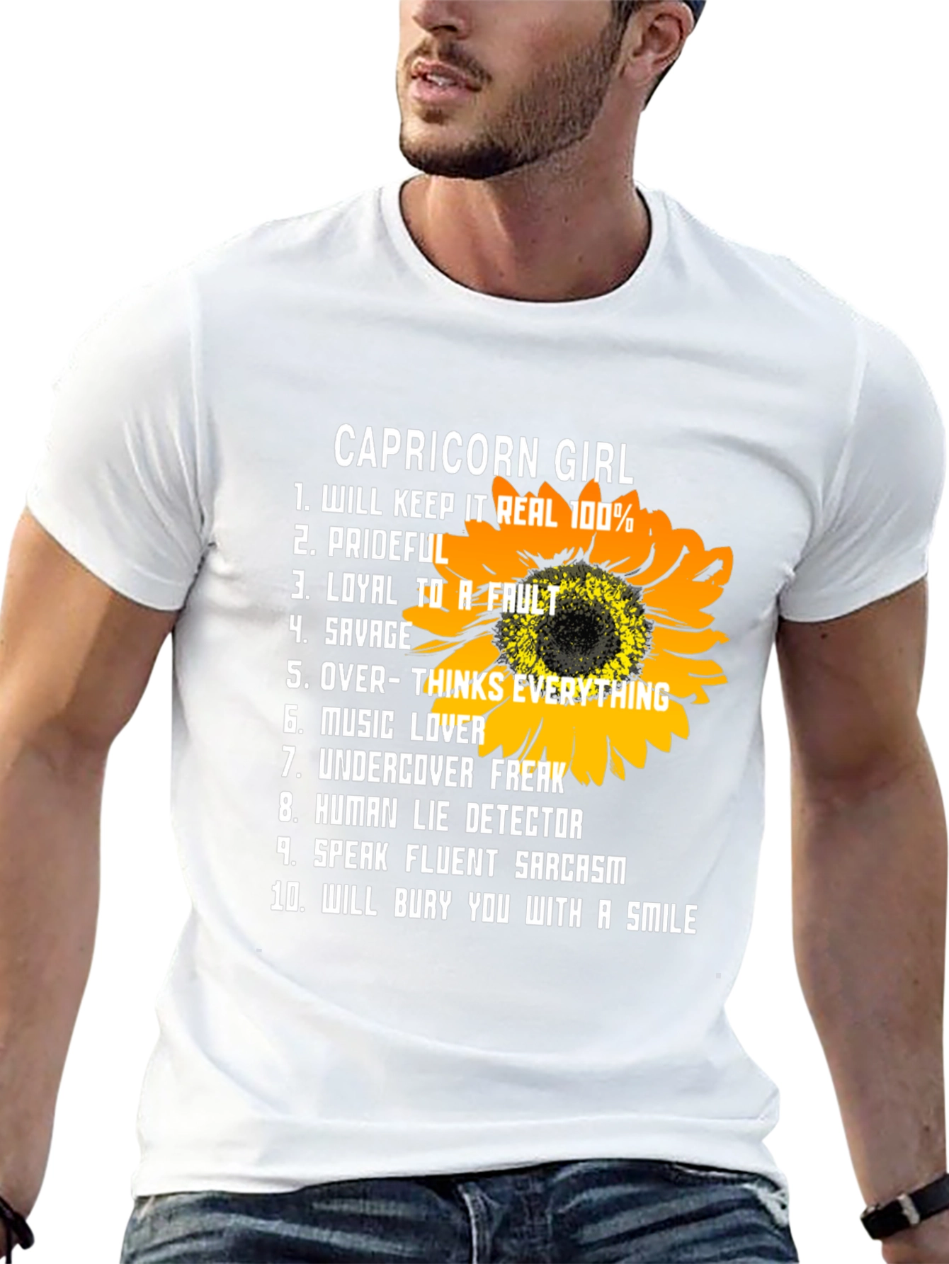 Capricorn Girl T-Shirt Sunflower Graphic Tee