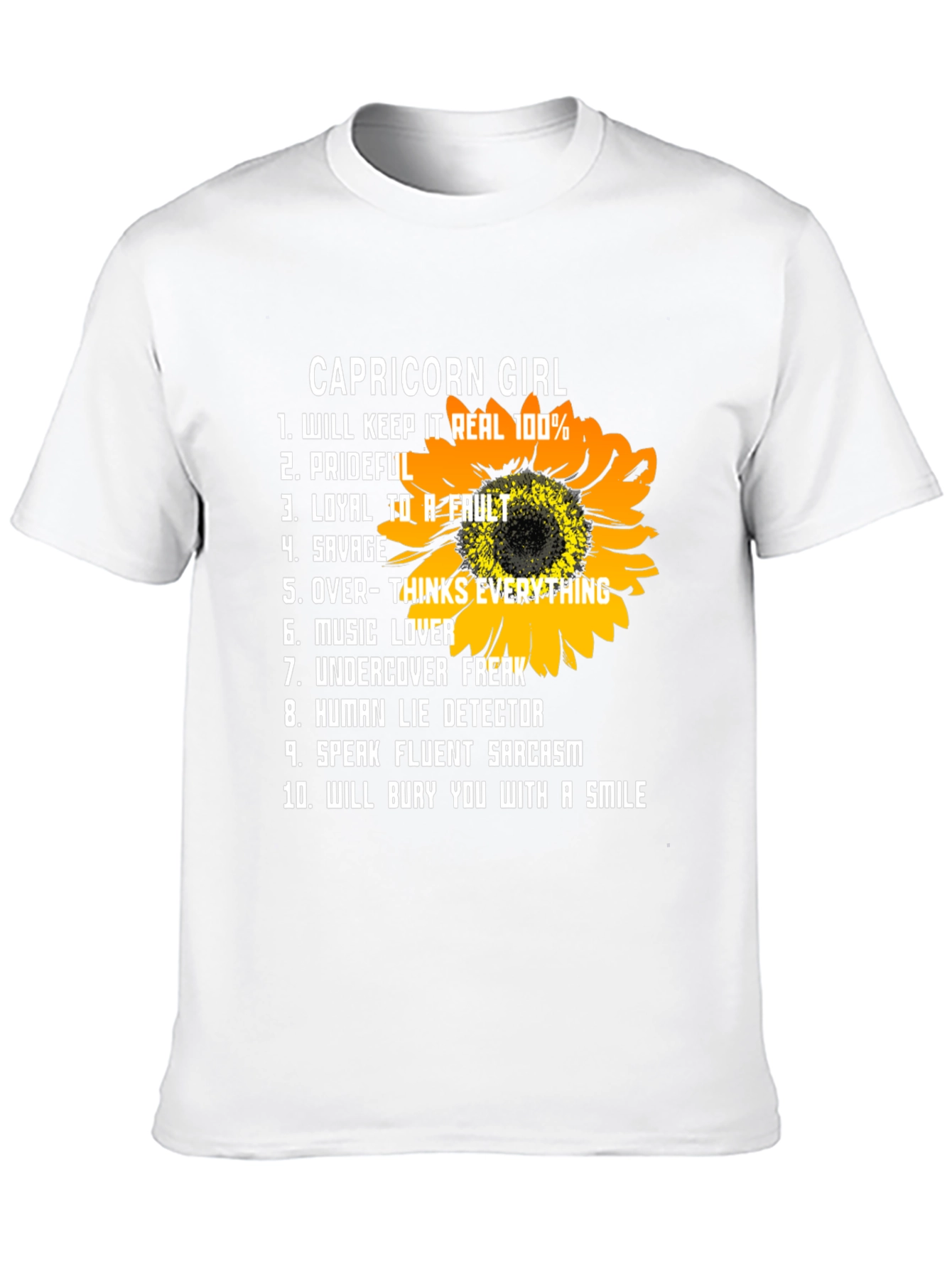 Capricorn Girl T-Shirt Sunflower Graphic Tee