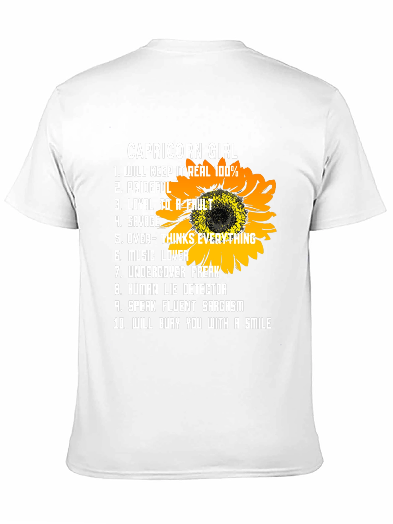 Capricorn Girl T-Shirt Sunflower Graphic Tee
