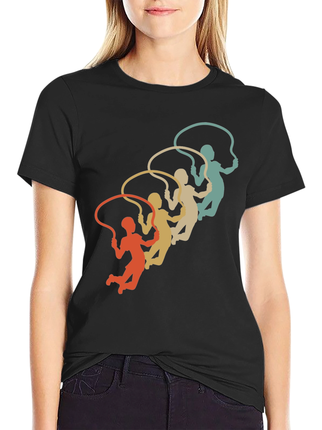 Retro Jumping Rope Silhouette Graphic Tee