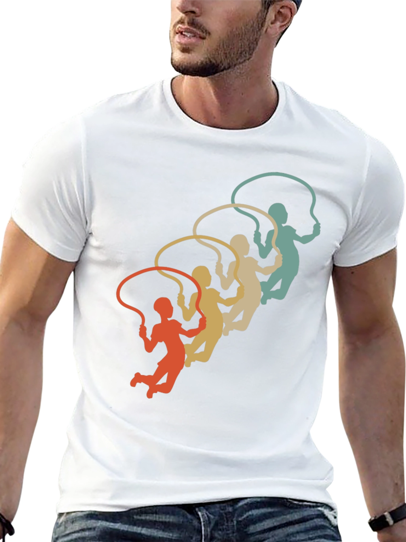 Retro Jumping Rope Silhouette Graphic Tee