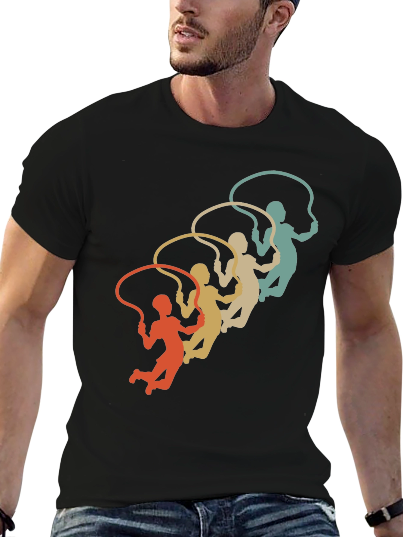Retro Jumping Rope Silhouette Graphic Tee