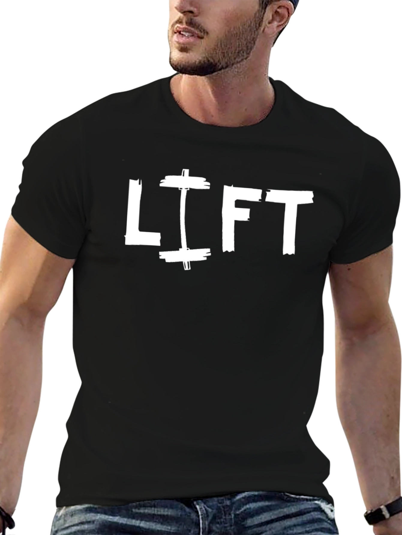 Lift Weights Graphic Tee - Black Cotton Gym Shirt