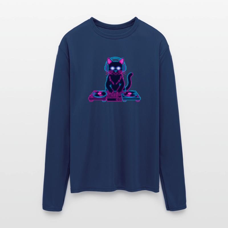 Glowing DJ Cat – Neon Party Club Vibe Design