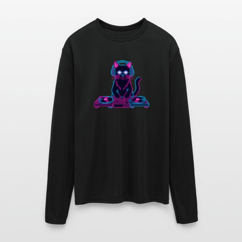 Glowing DJ Cat – Neon Party Club Vibe Design