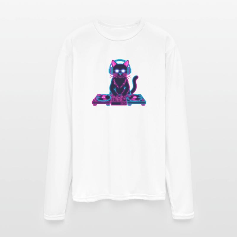 Glowing DJ Cat – Neon Party Club Vibe Design