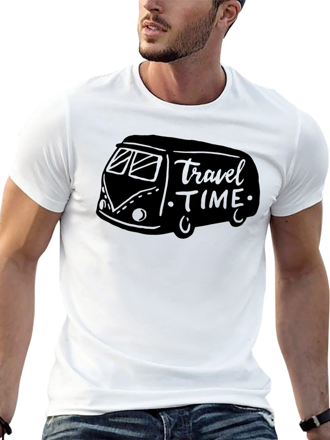 Travel Time Black Graphic Tee