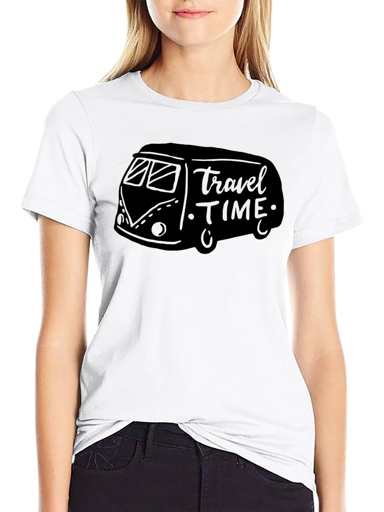 Travel Time Black Graphic Tee