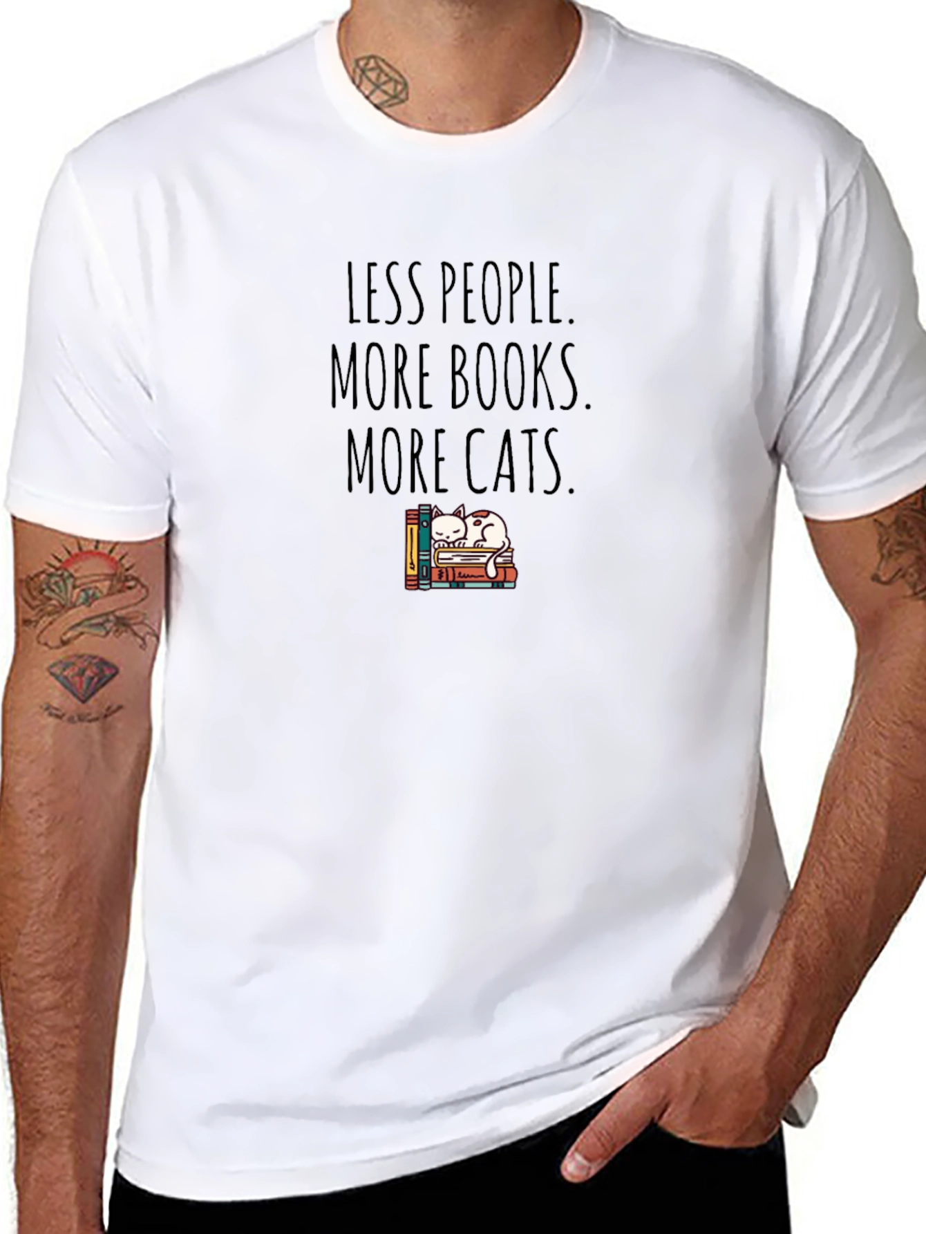 Less People More Books More Cats T-Shirt