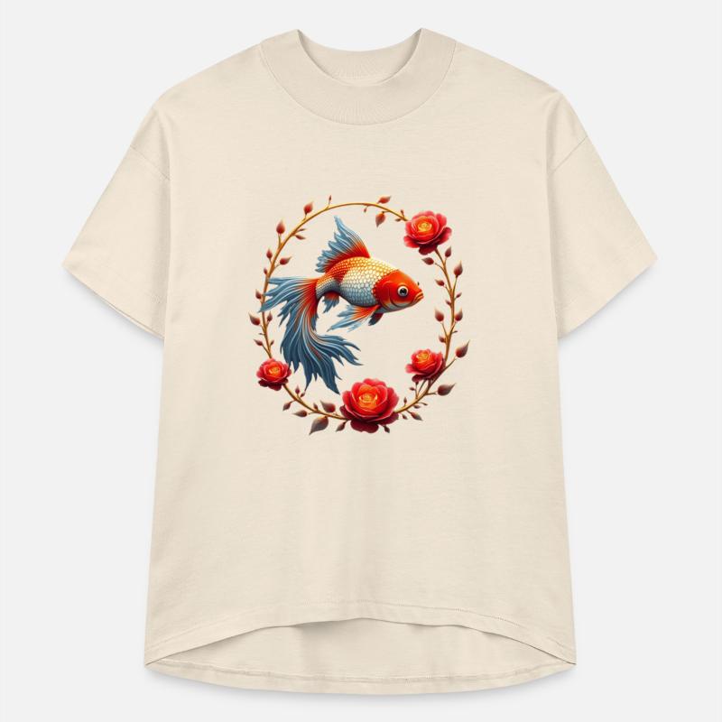 Goldfish Flowers Art | Geometric Animal Design