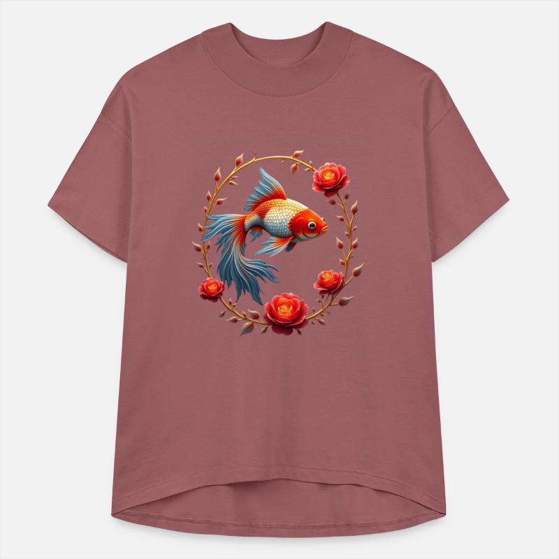 Goldfish Flowers Art | Geometric Animal Design