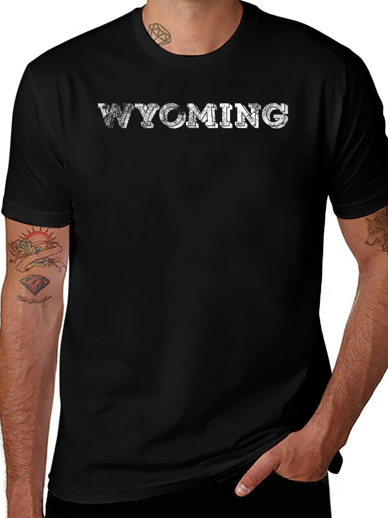Wyoming Graphic Tee - Distressed Text