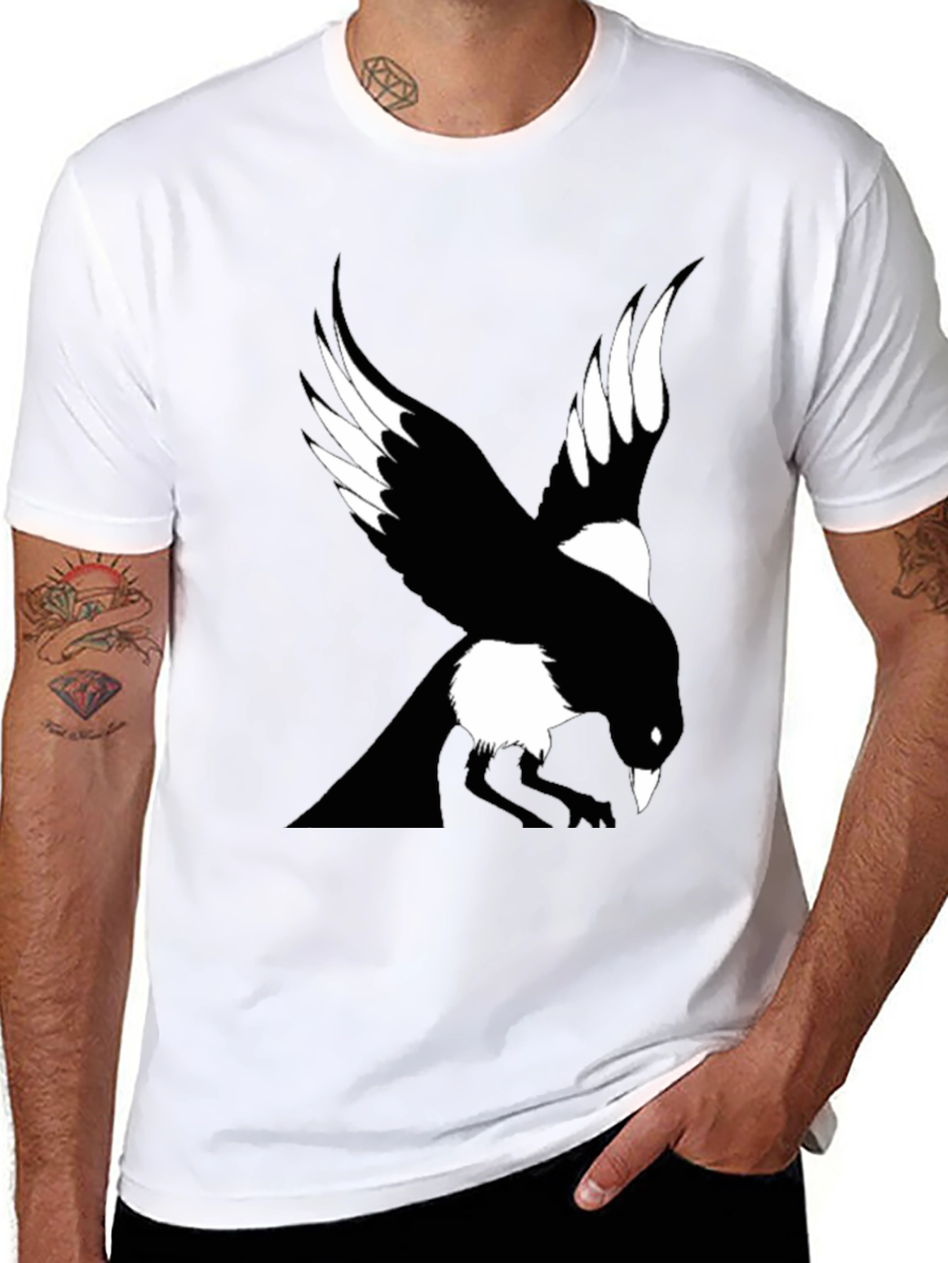Raven Graphic Tee - Mens Black Crew Neck T-Shirt