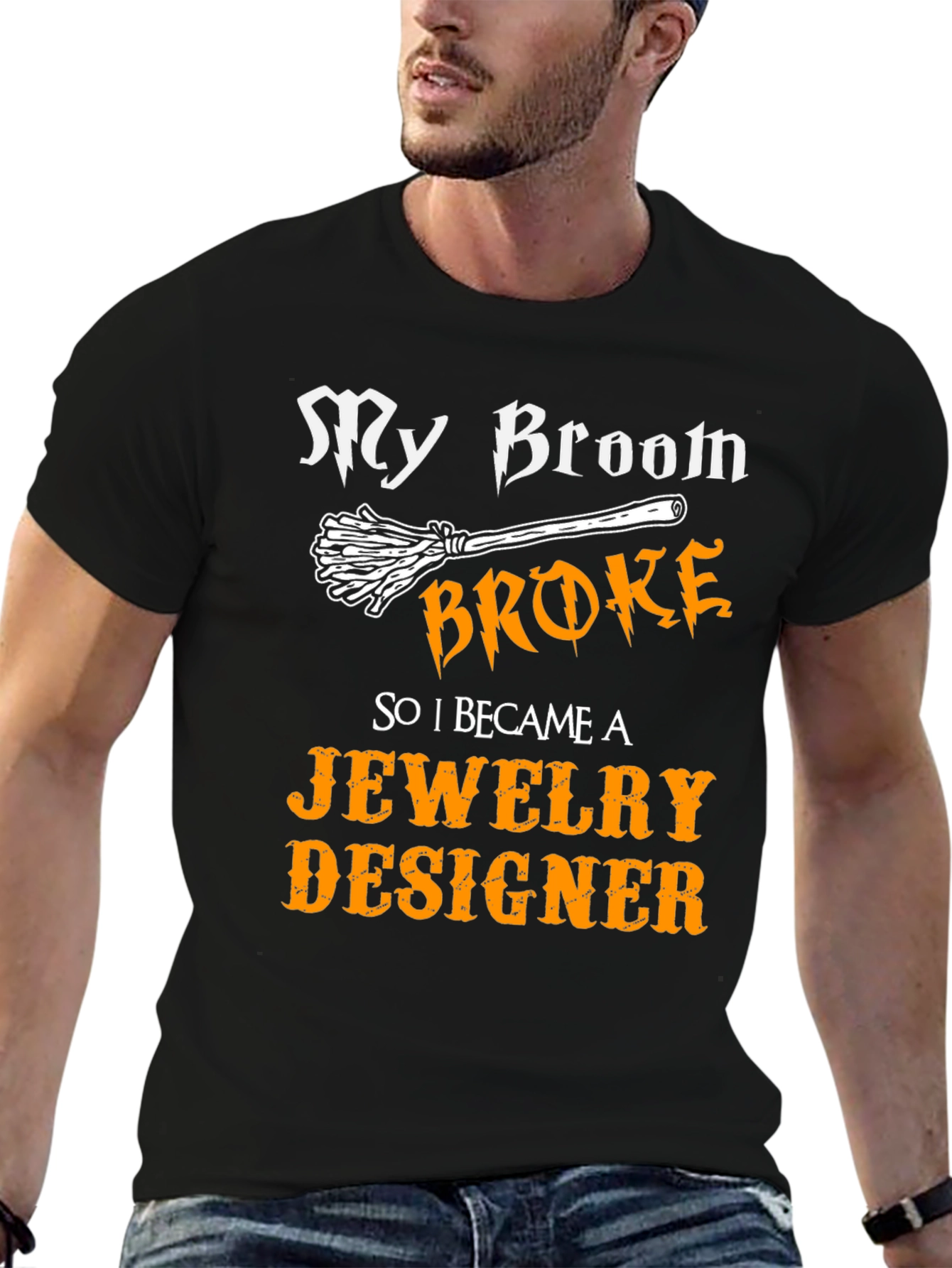 Broom Broke Jewelry Designer Graphic T-Shirt