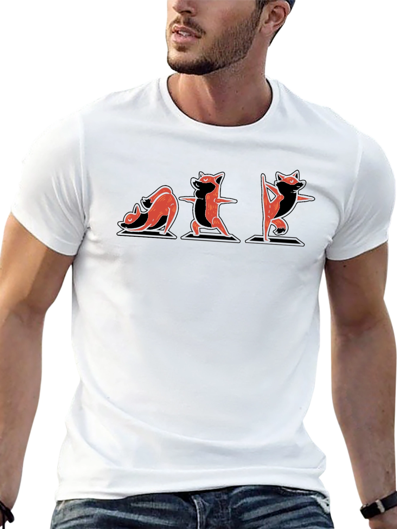 Yoga Raccoon Graphic Tee - Black Cotton T-Shirt