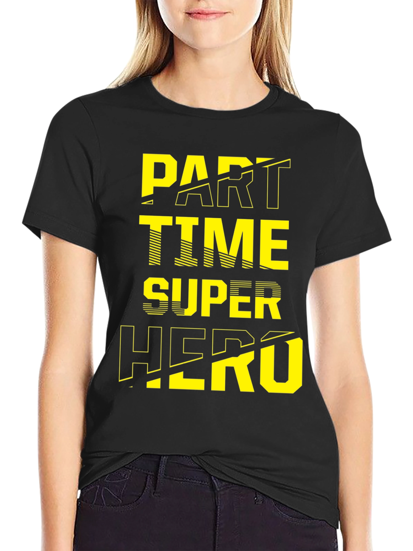Part Time Super Hero Black Graphic Tee