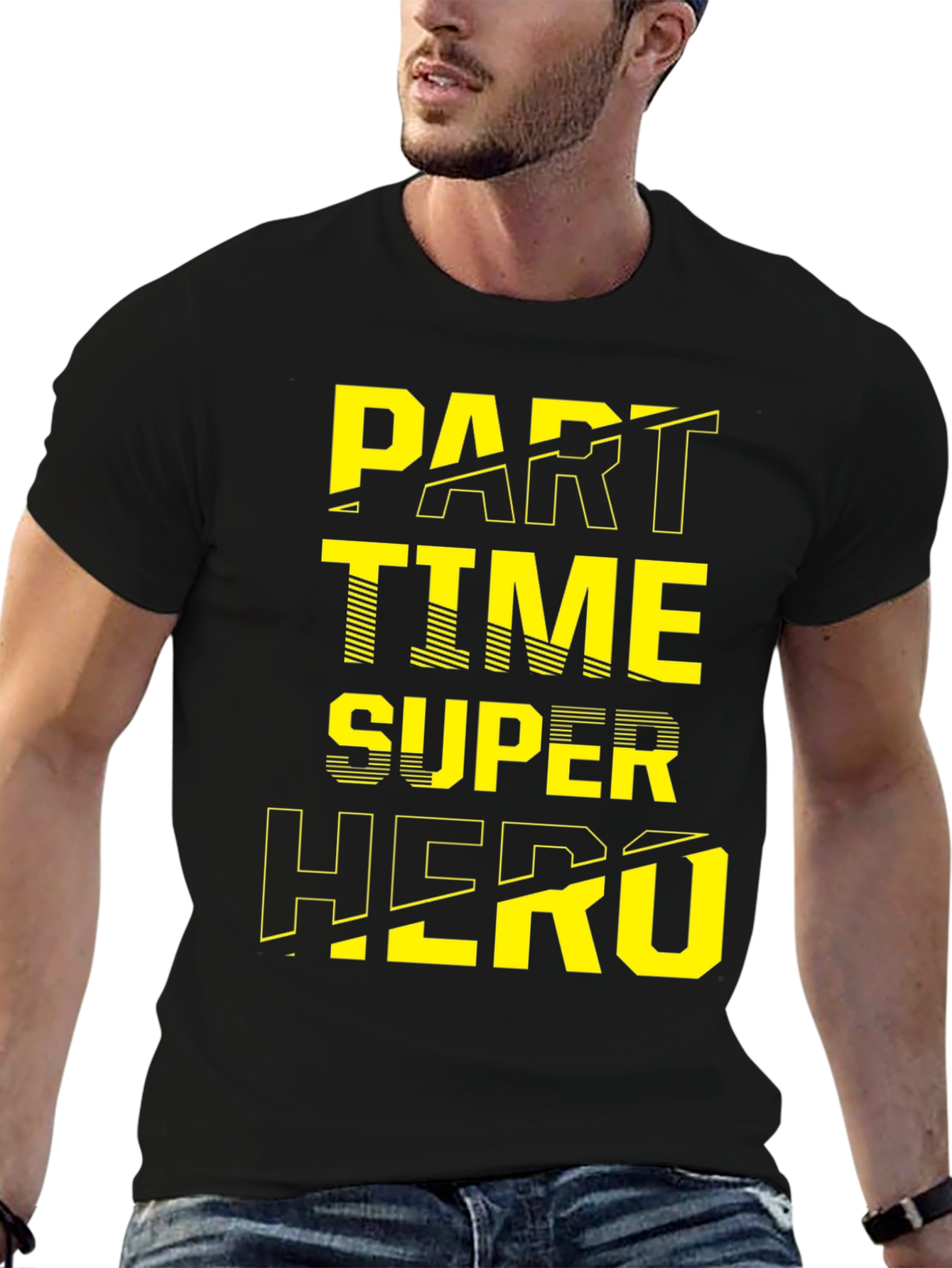 Part Time Super Hero Black Graphic Tee