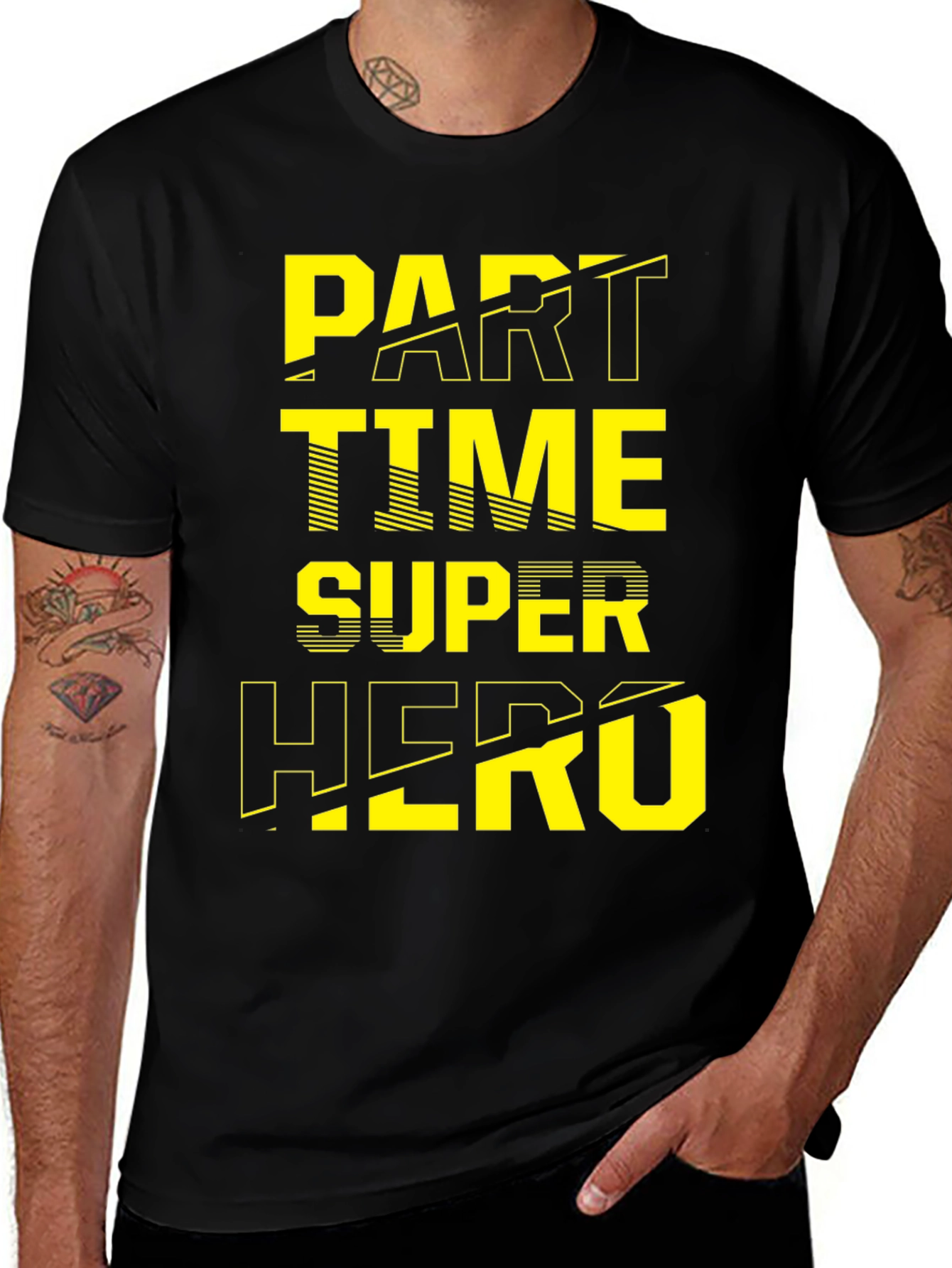 Part Time Super Hero Black Graphic Tee