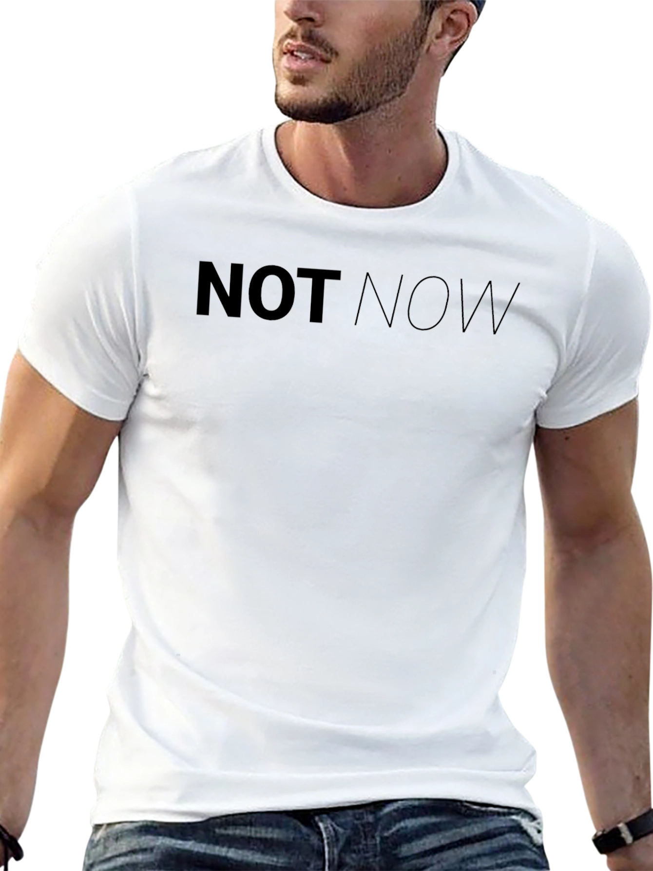 Mens Black Not Now Graphic Tee