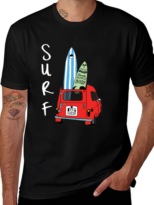Surf Van Graphic Tee - Black Cotton T-Shirt