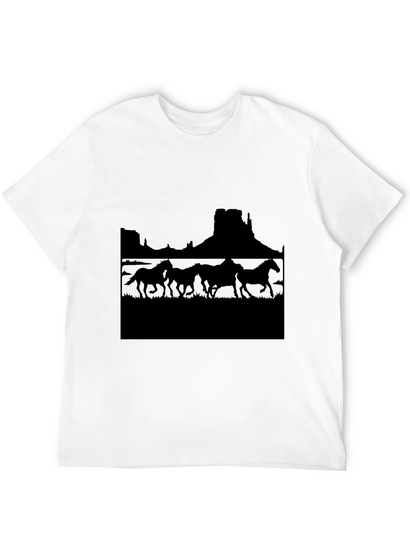 Black Wild West Horses Graphic Tee