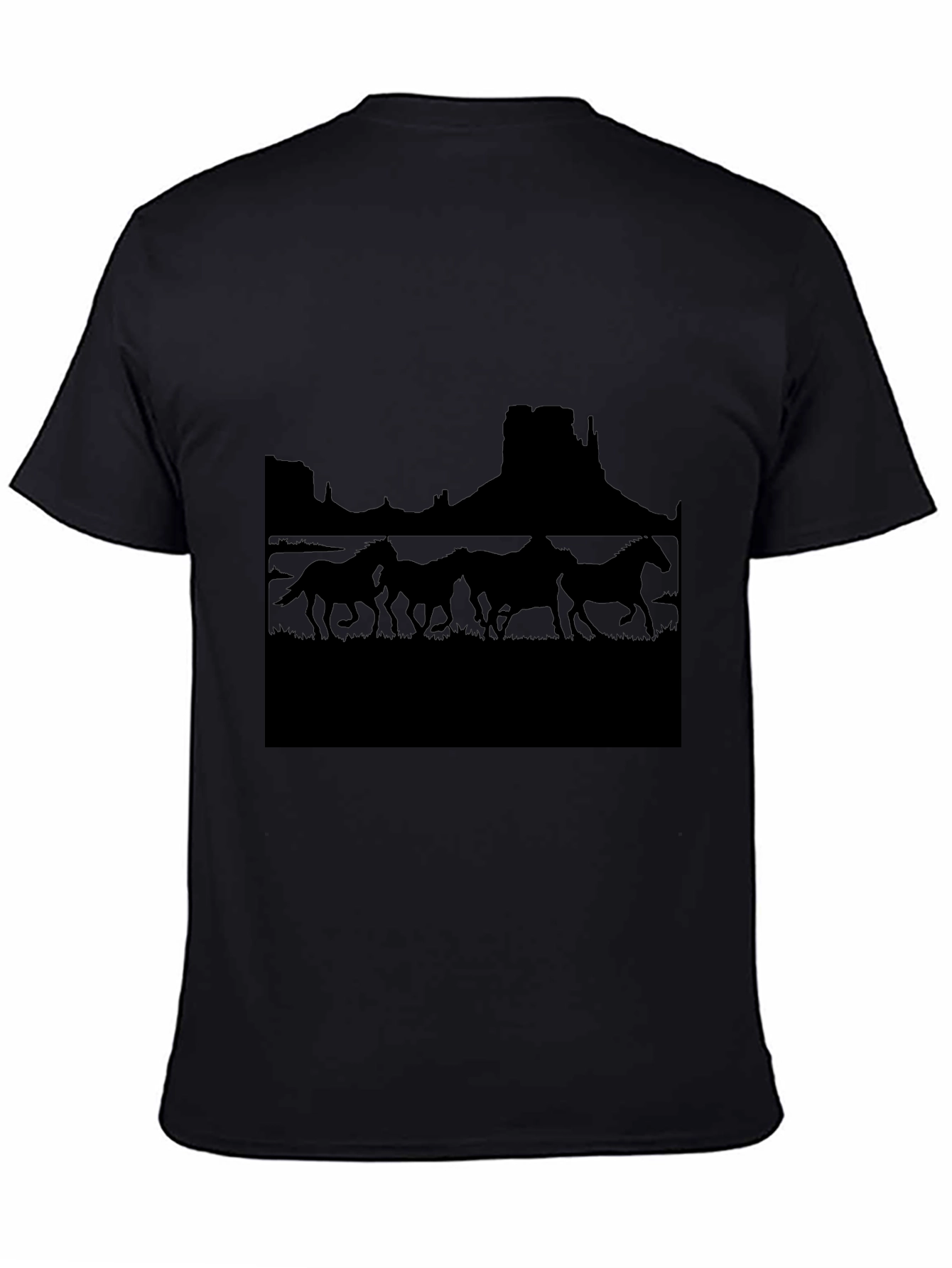 Black Wild West Horses Graphic Tee