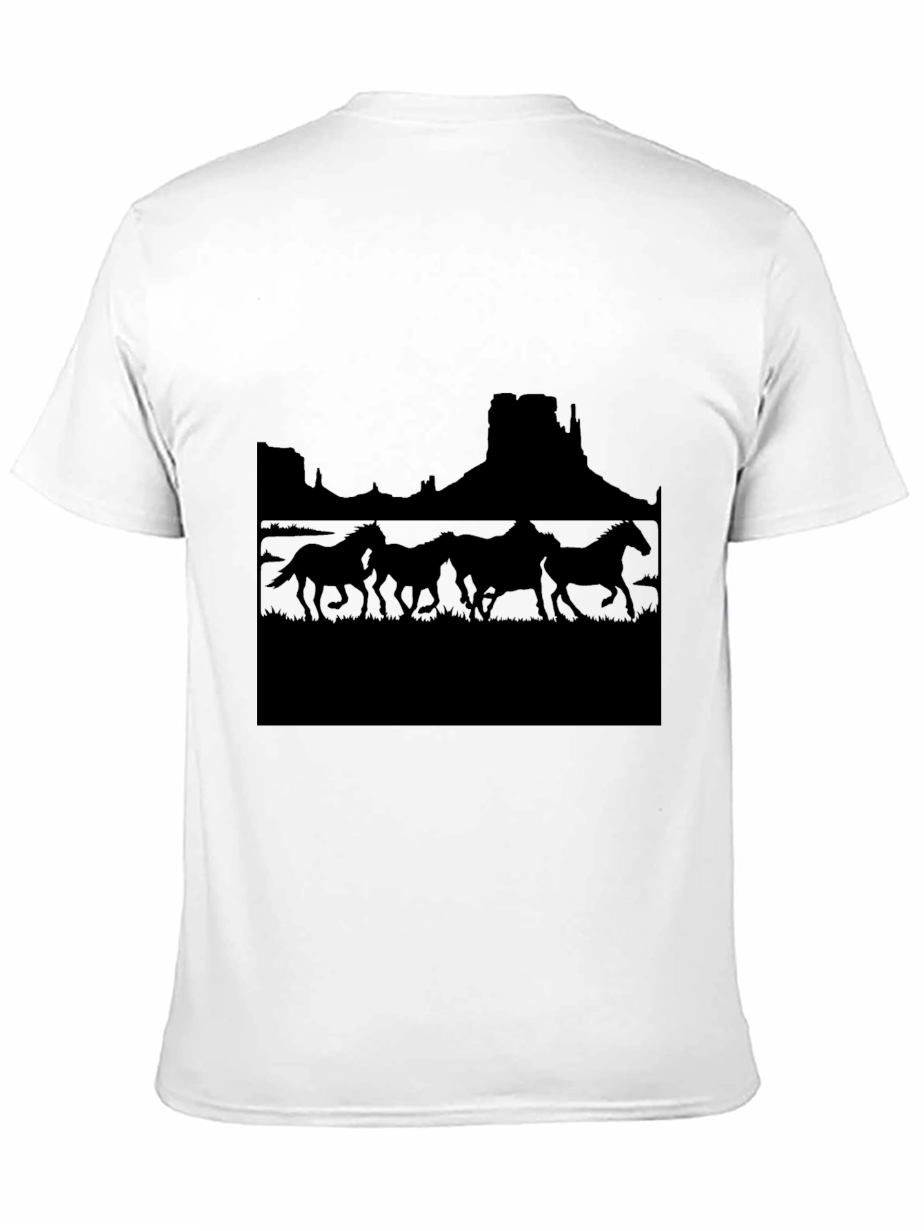 Black Wild West Horses Graphic Tee