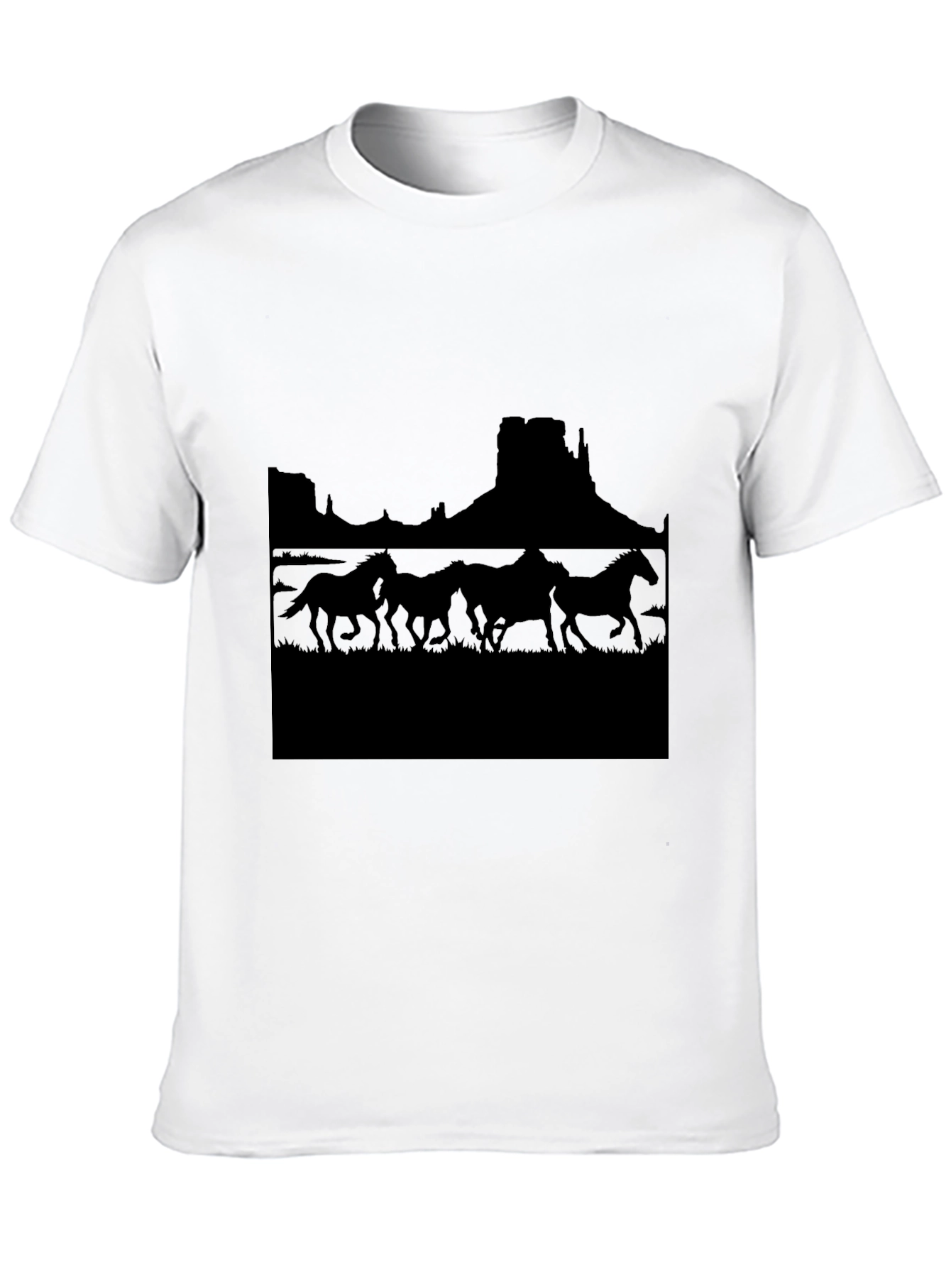 Black Wild West Horses Graphic Tee
