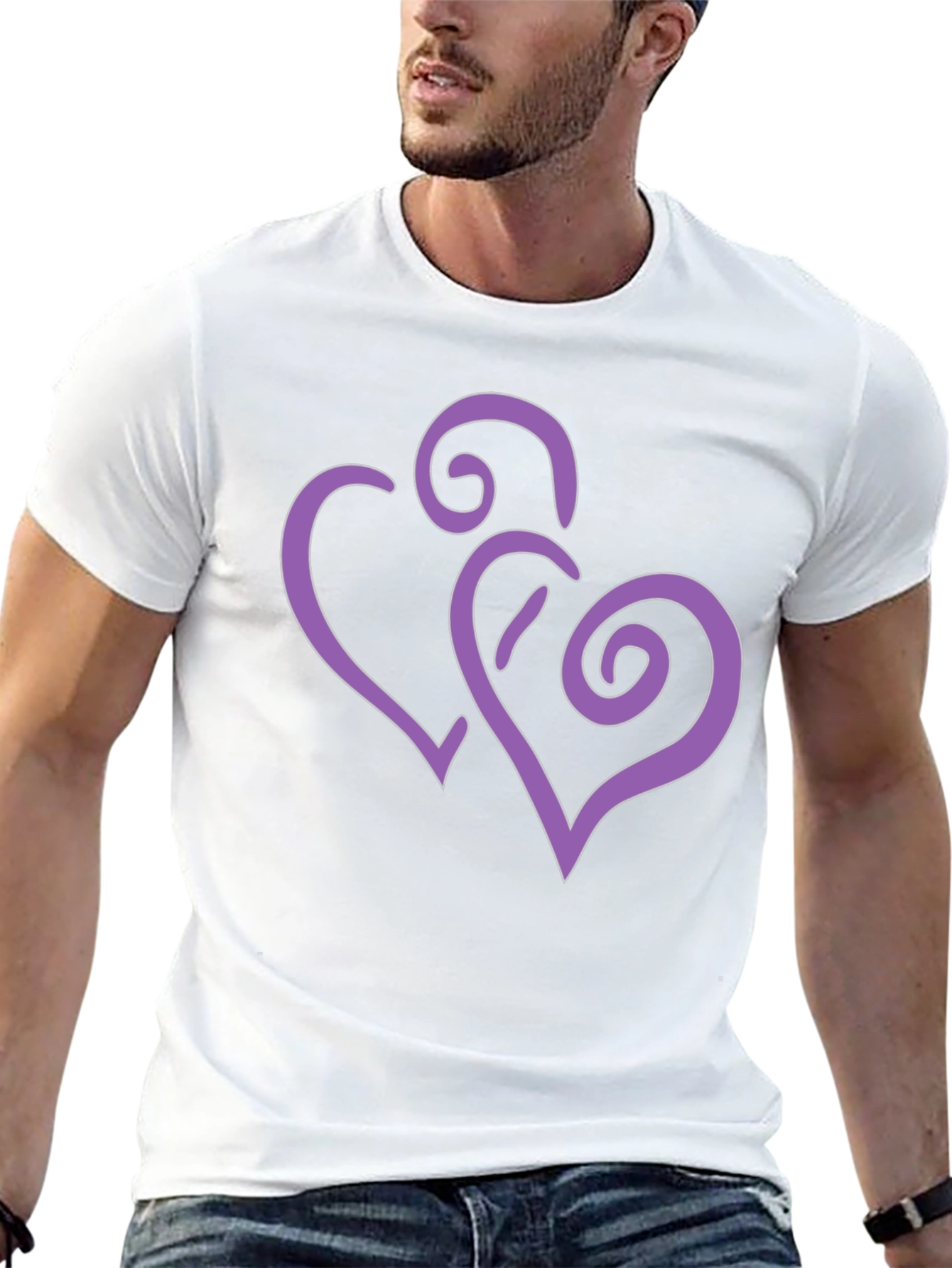 Stylish Black T-Shirt with Purple Heart Design