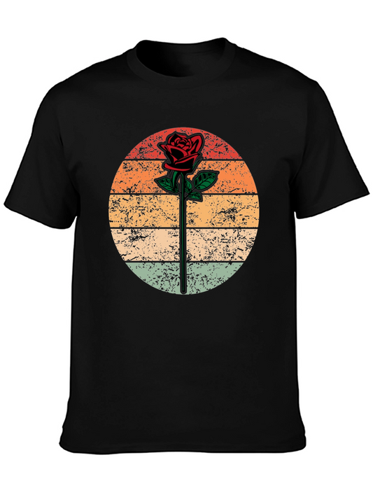 Retro Rose Graphic Tee - Black Unisex T-Shirt