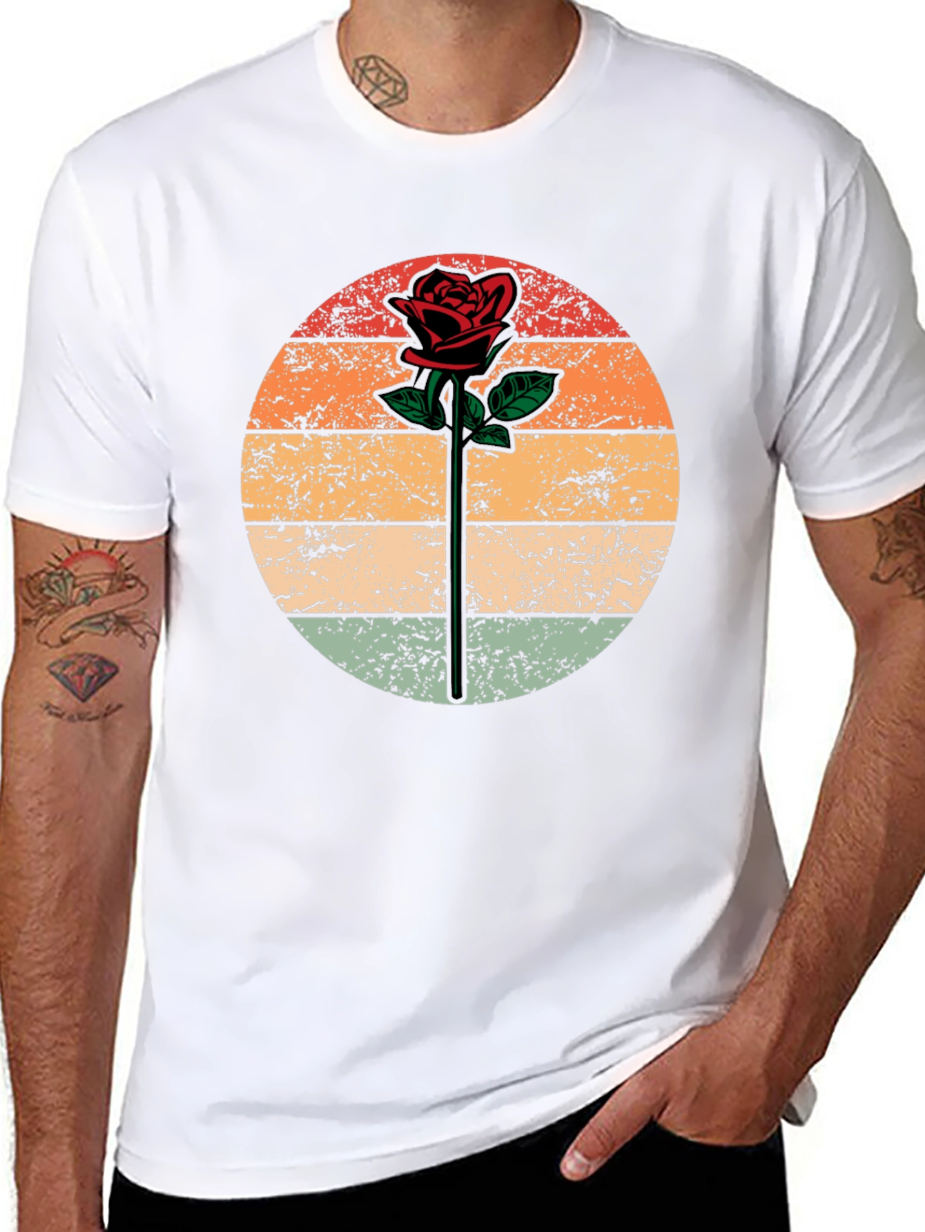 Retro Rose Graphic Tee - Black Unisex T-Shirt