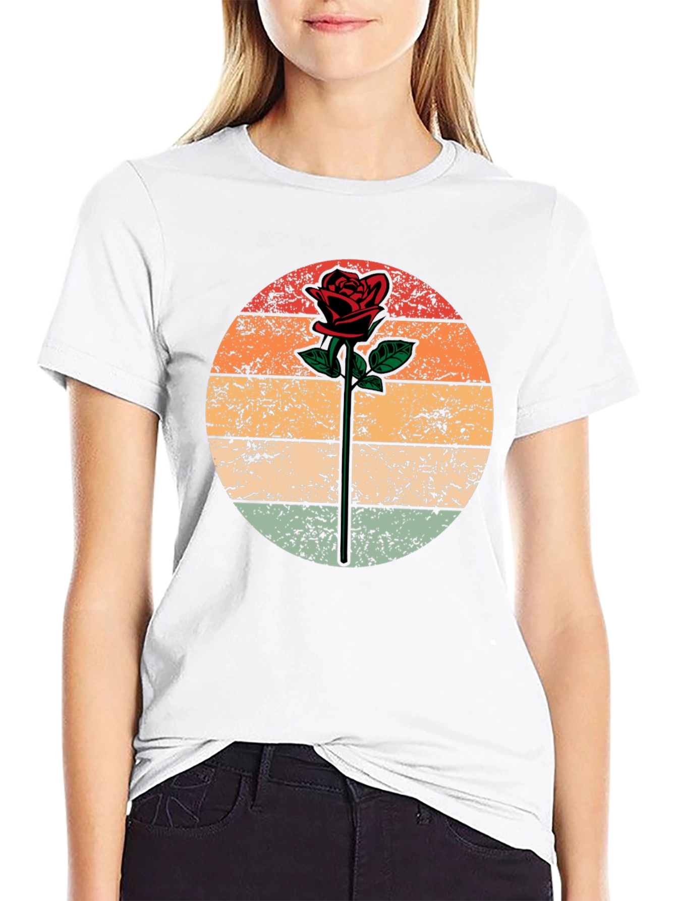 Retro Rose Graphic Tee - Black Unisex T-Shirt