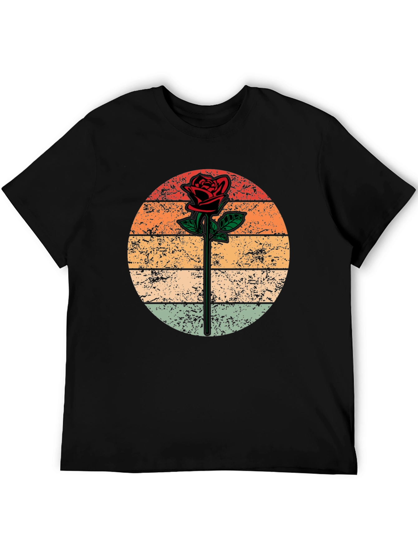 Retro Rose Graphic Tee - Black Unisex T-Shirt