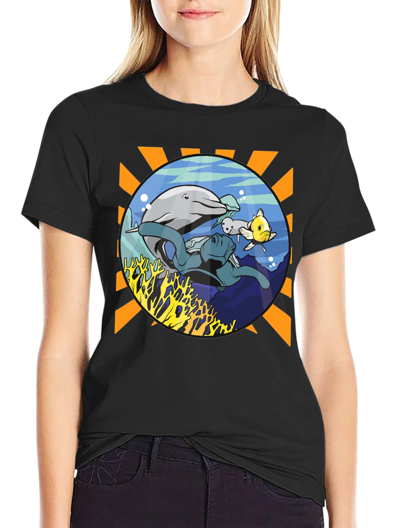 Marine Life Graphic Print Mens Tee