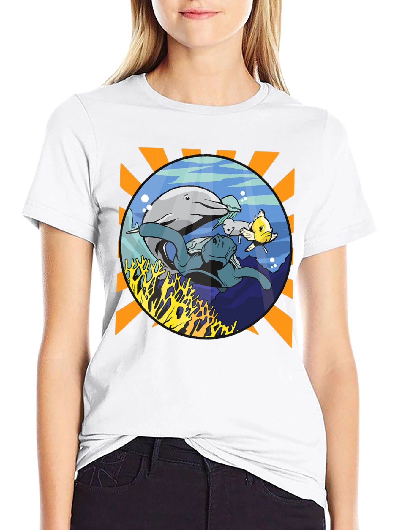 Marine Life Graphic Print Mens Tee