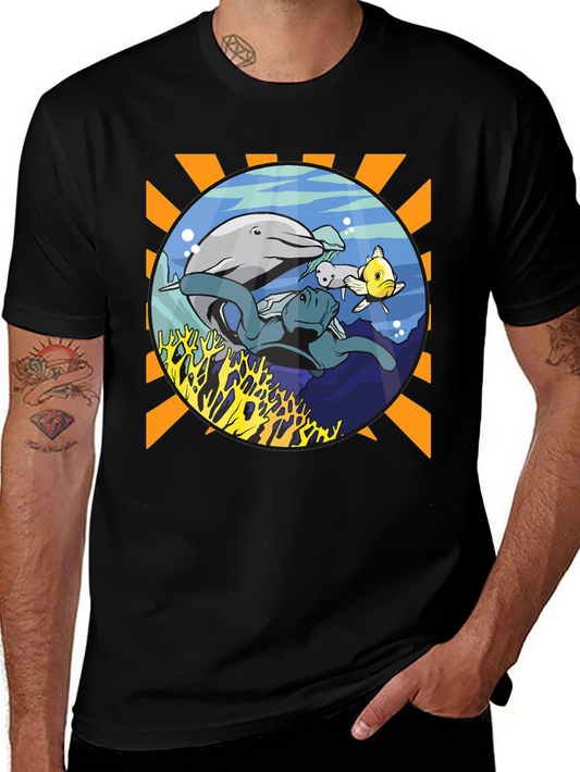 Marine Life Graphic Print Mens Tee