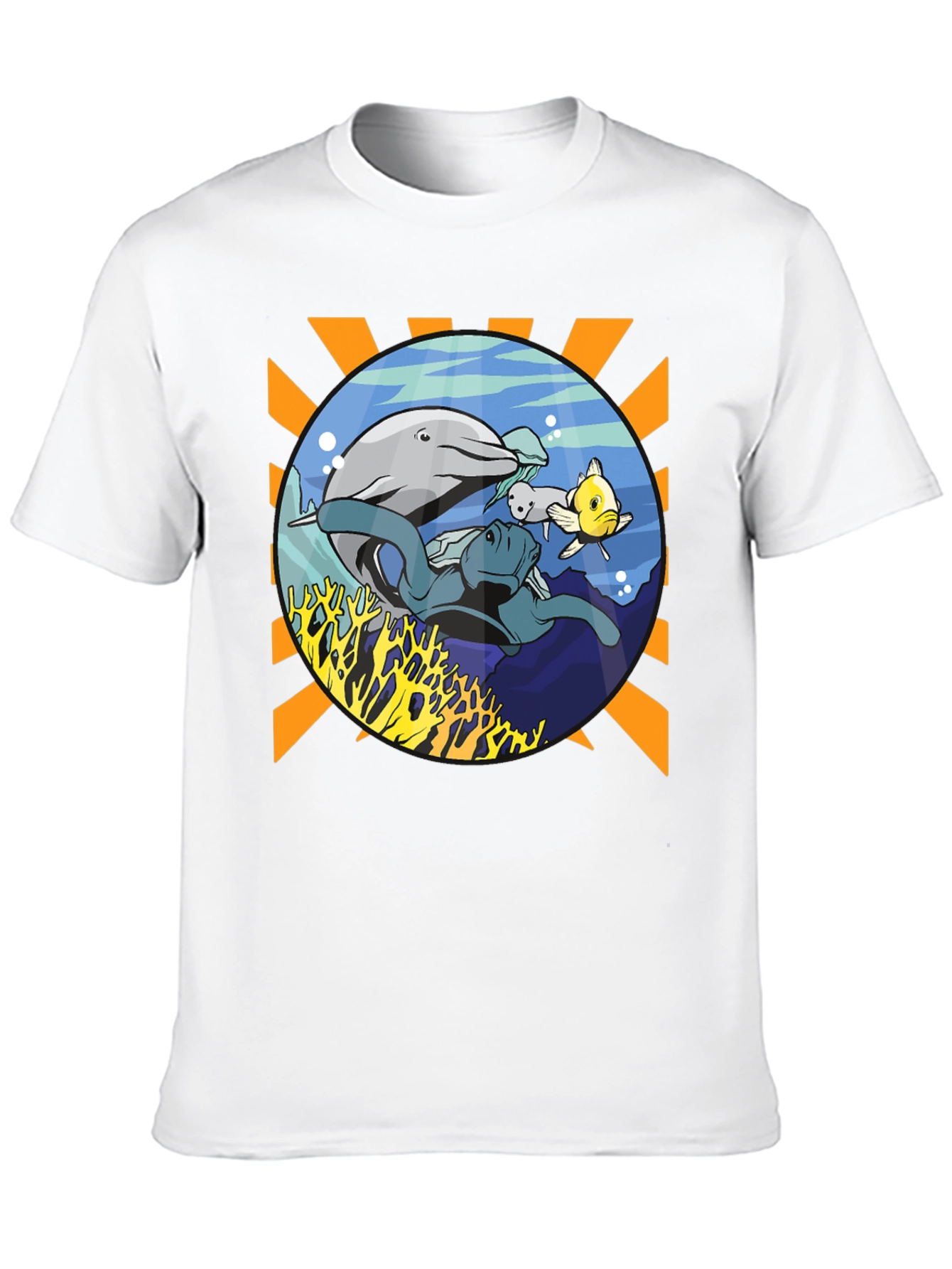 Marine Life Graphic Print Mens Tee