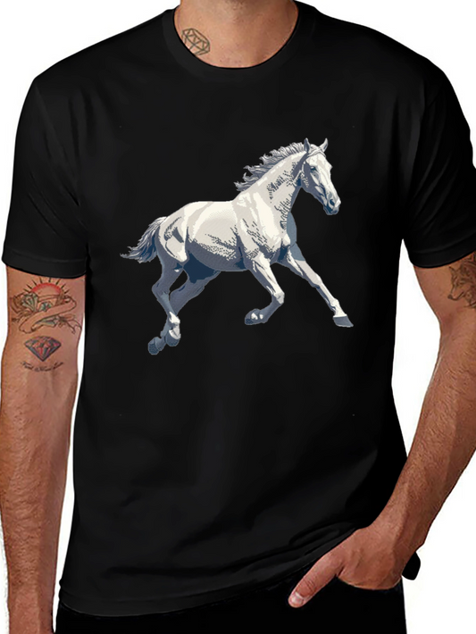 Black Horse Graphic Tee - Stylish Animal Print T-Shirt