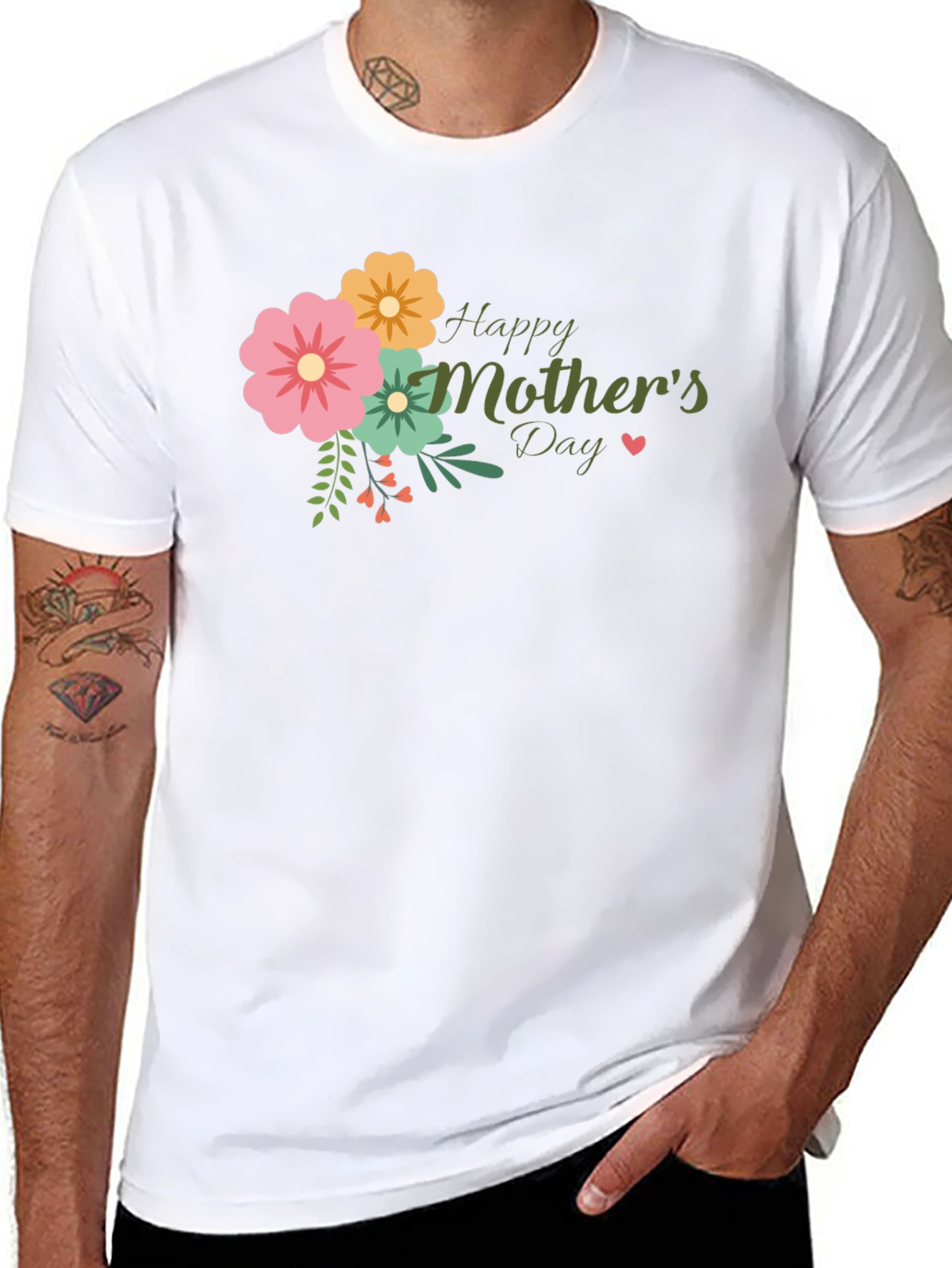 Floral Happy Mothers Day Black T-Shirt