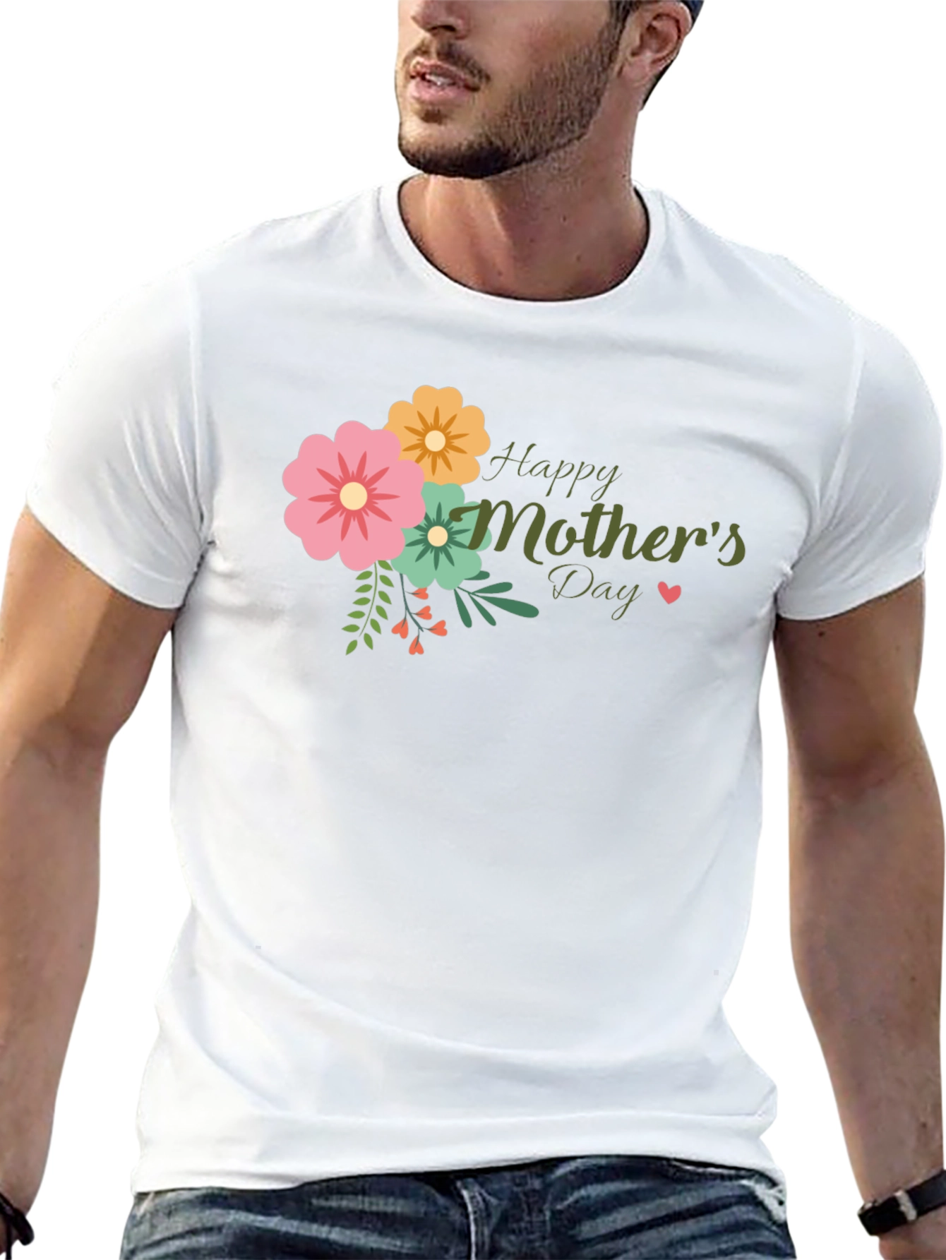 Floral Happy Mothers Day Black T-Shirt