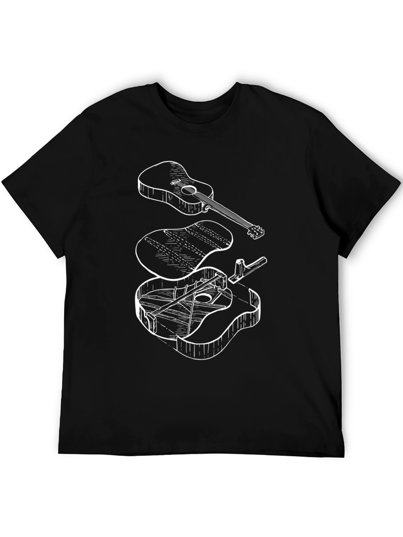 Exploded Guitar Black Graphic T-Shirt