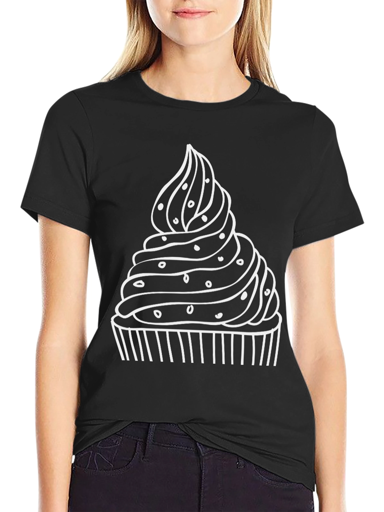 Cupcake Graphic T-Shirt - Black Cotton Tee