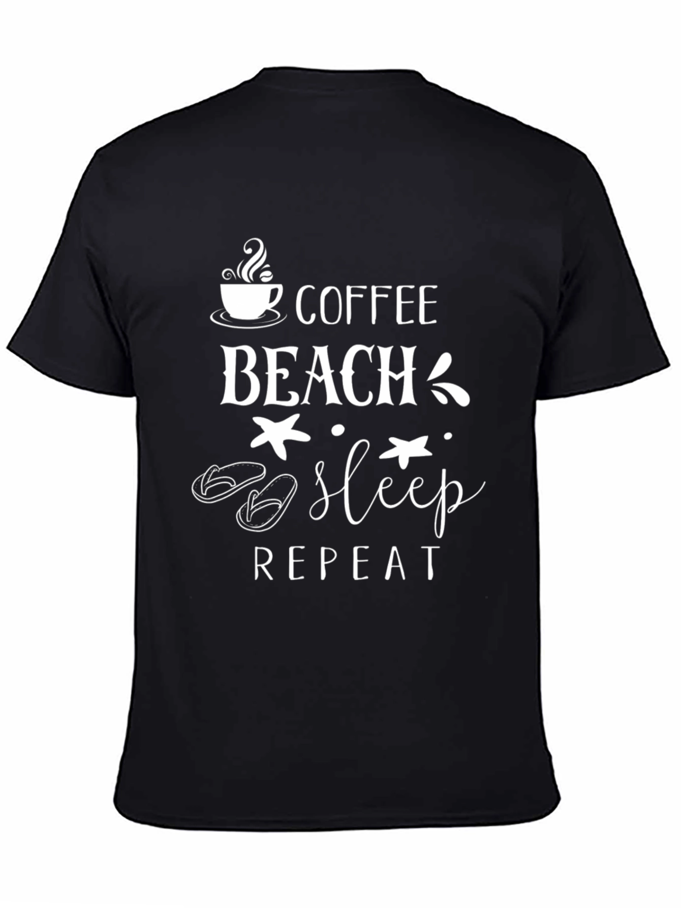 Coffee Beach Sleep Repeat Graphic Tee - Black