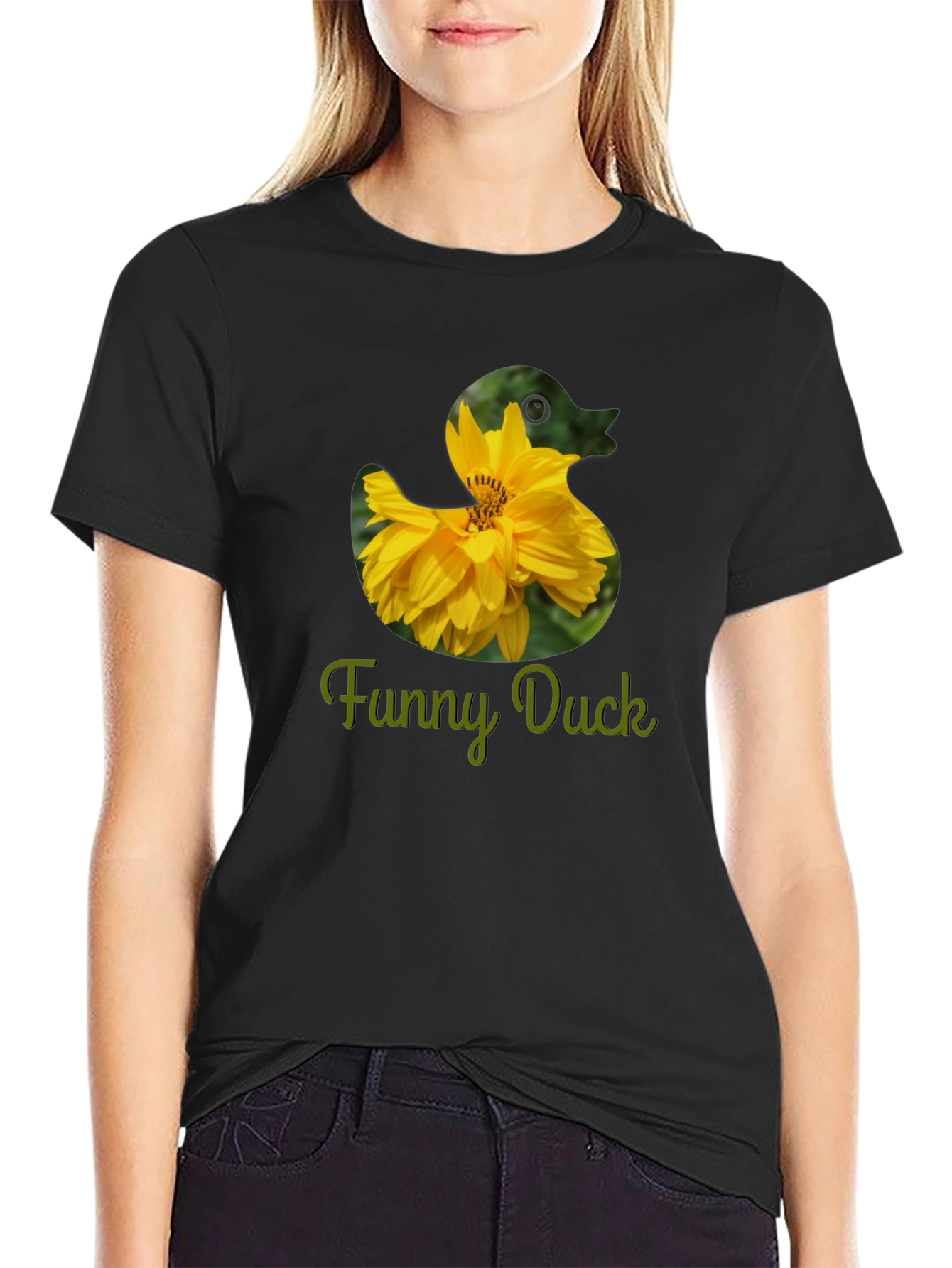 Funny Duck Flower T-Shirt - Novelty Graphic Tee